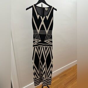 879. Hot & Delicious Black and Cream Midi Dress